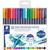 STAEDTLER Doppel-Fasermaler mit Pinselspitze, 36er Etui
