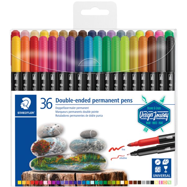 STAEDTLER Feutre double pointe permanent, étui de 18