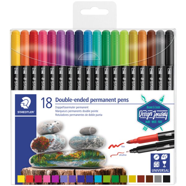 STAEDTLER Feutre double pointe permanent, étui de 18
