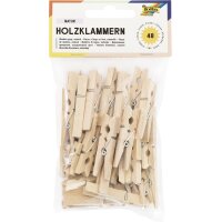 folia Holzklammern, Grösse und Farben sortiert