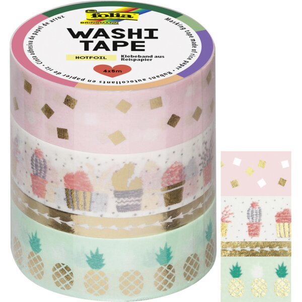 folia Deko-Klebeband Washi-Tape HOTFOIL SILBER, 4er Set