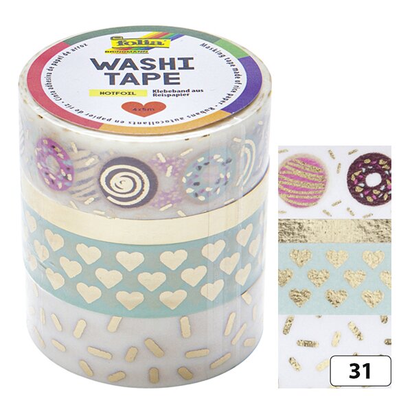 folia Deko-Klebeband Washi-Tape HOTFOIL SILBER, 4er Set