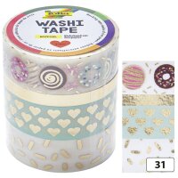 folia Deko-Klebeband Washi-Tape HOTFOIL SILBER, 4er Set