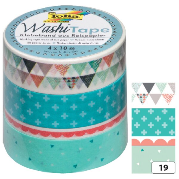 folia Deko-Klebeband Washi-Tape GEOMETRISCH, 4er Set