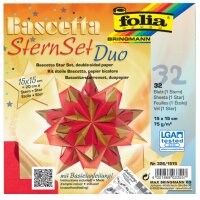 folia Faltblätter Bascetta-Stern, 150 x 150 mm, hochrot gold