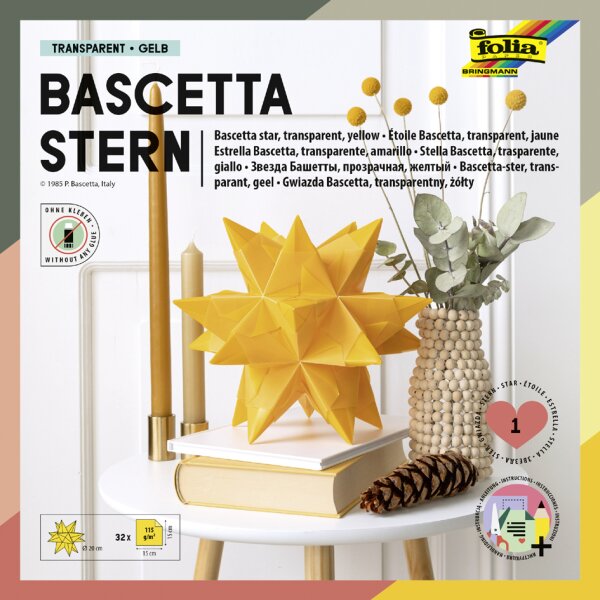 folia Faltblätter Bascetta-Stern, gelb-transparent
