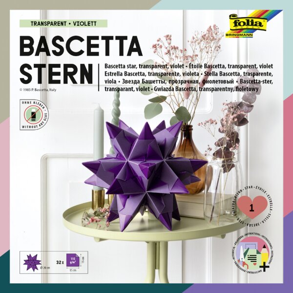 folia Faltbl&auml;tter Bascetta-Stern, violett-transparent
