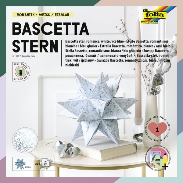 folia Faltblätter Bascetta-Stern, weiss bedruckt