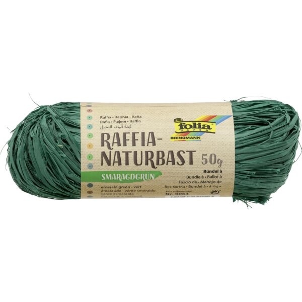 folia Raffia-Naturbast, 50 g, smaragdgr&uuml;n