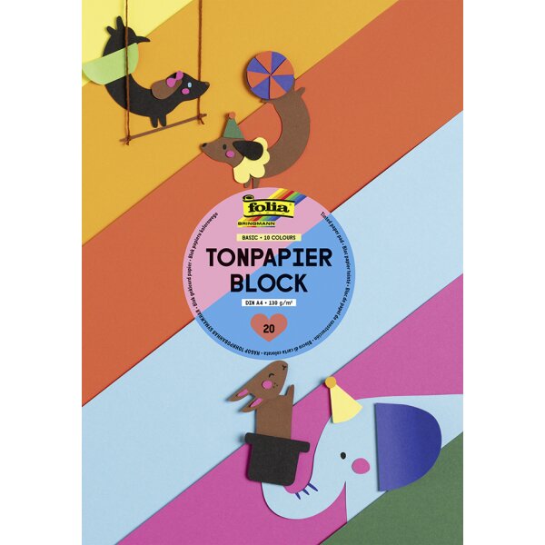 folia Tonpapierblock, DIN A3, 130 g qm, 10 Blatt