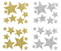 folia Moosgummi Glitter-Sticker "Sterne", sortiert