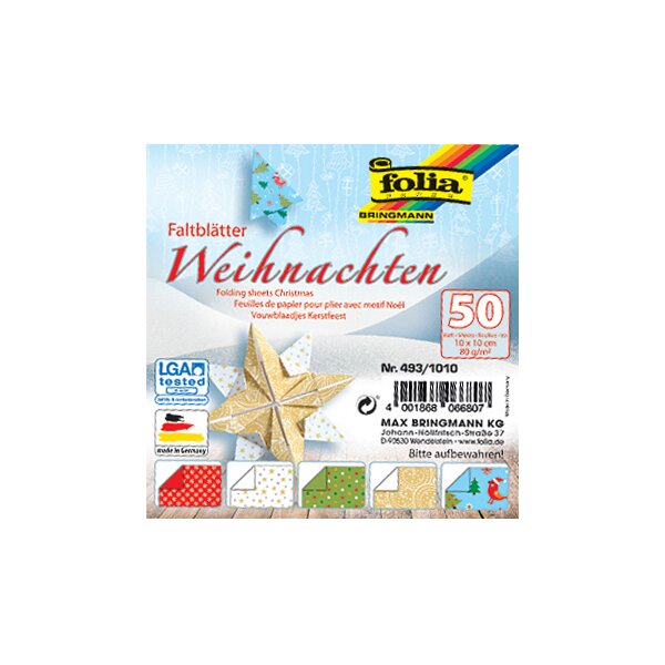 folia Faltblätter "Weihnachten", 200 x 200 mm, 80 g qm