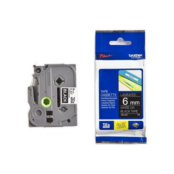 PTOUCH Ruban, laminé blanc/noir TZe-315 PT-1280VP 6 mm