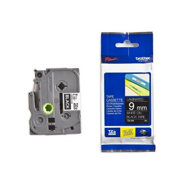 PTOUCH Band, laminiert weiss/schwarz TZe-325 PT-1280VP 9 mm
