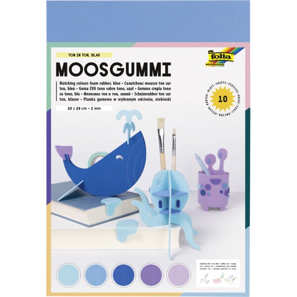 folia Mousse &eacute;ponge, (L)200 x (H)290 mm, assortiment bleu