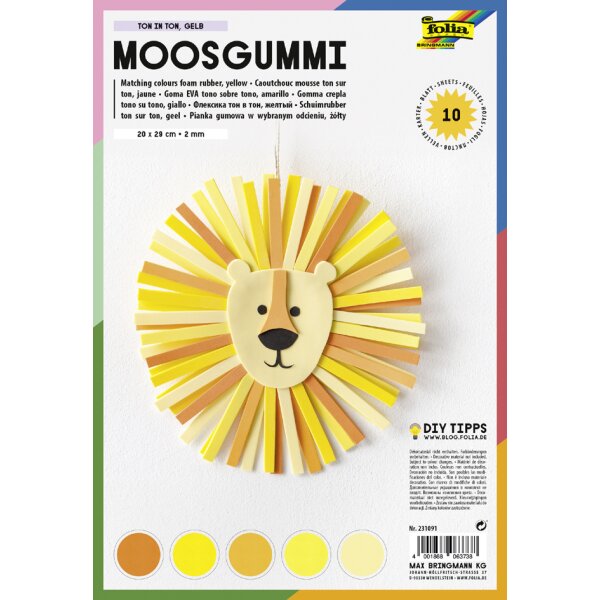 folia Mousse &eacute;ponge, (L)200 x (H)290 mm, assortiment jaune