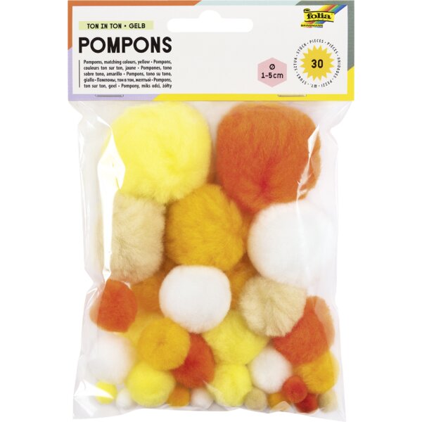 folia Pompons, 30 Stück, TON IN TON MIX Grün