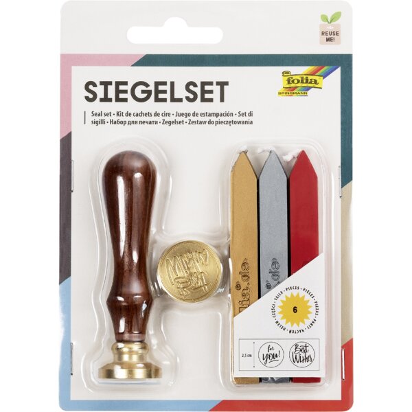 folia Siegel-Set, inkl. Holzgriff, Siegelmotive, Siegelwachs