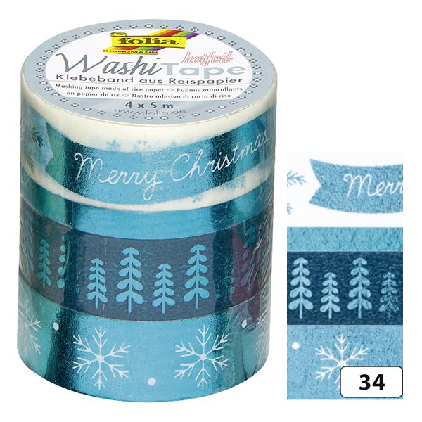 folia Deko-Klebeband Washi-Tape Hotfoil Kupfer II, 4er Set