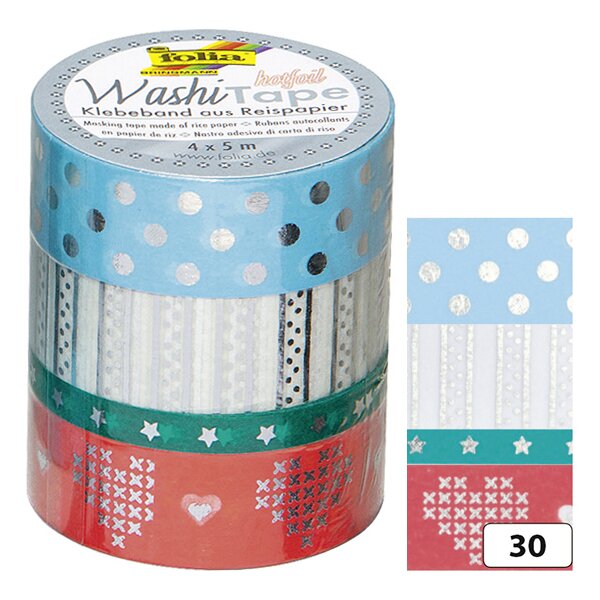 folia Deko-Klebeband Washi-Tape Hotfoil Kupfer II, 4er Set