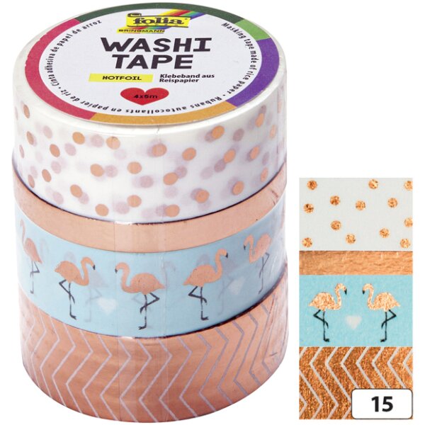 folia Deko-Klebeband Washi-Tape Hotfoil Rosegold II, 4er