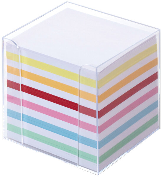 folia Zettelbox, Kunststoff, glasklar, Füllung: weiss farbig
