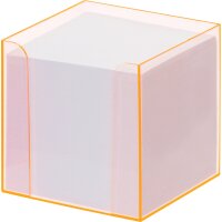 folia Zettelbox "Luxbox" mit Leuchtkanten, orange, bestückt
