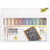 folia Kreidestifte-Set, farbig sortiert, 12er Etui