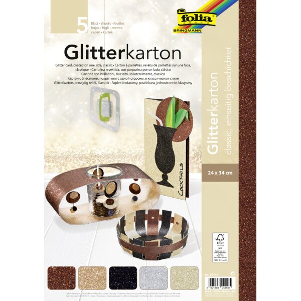 folia Carton &agrave; paillettes Classic, 240 x 340 mm, 300 g/m2