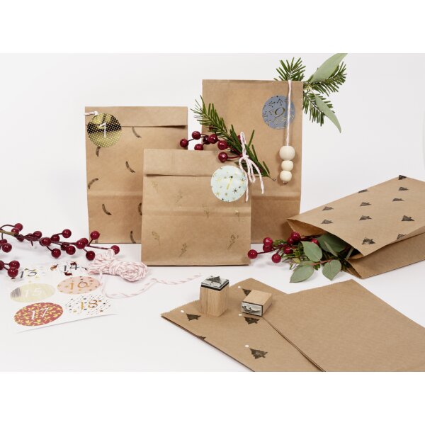 folia Adventskalender "Papiertüten natur", braun