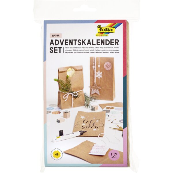 folia Adventskalender "Papiertüten natur", braun
