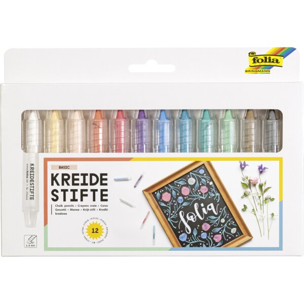 folia Kreidestifte-Set, farbig sortiert, 6er Etui