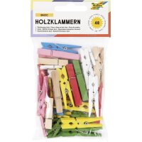 folia Holzklammern, natur, 3 Grössen sortiert