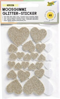 folia Moosgummi Glitter-Sticker Herzen II, 40 Stück