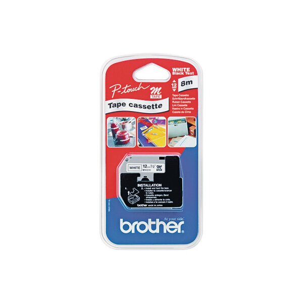 PTOUCH Ruban, non laminé noir/blanc M-K231SBZ pour PT-65/75/85/110 12mm/4m