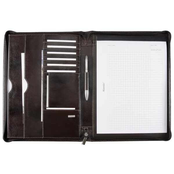 Alassio Schreibmappe "MONACO", A4, Leder, dunkelbraun