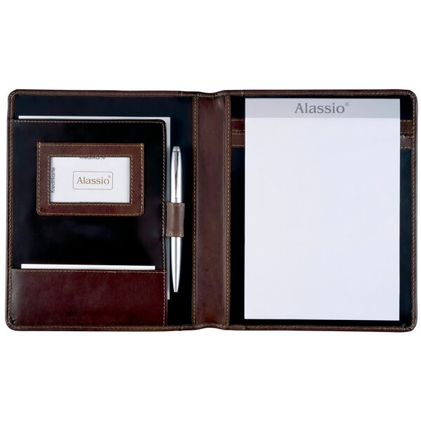 Alassio Schreibmappe "MONACO", A5, Leder, dunkelbraun-antik