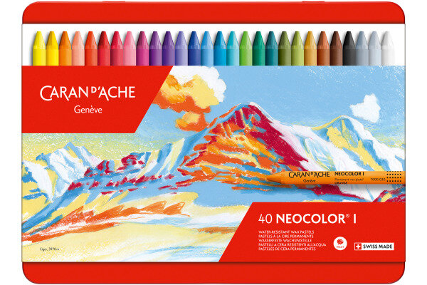 CARAN DACHE Crayons de cire Neocolor 1 7000.340 40 couleurs ass. box métal