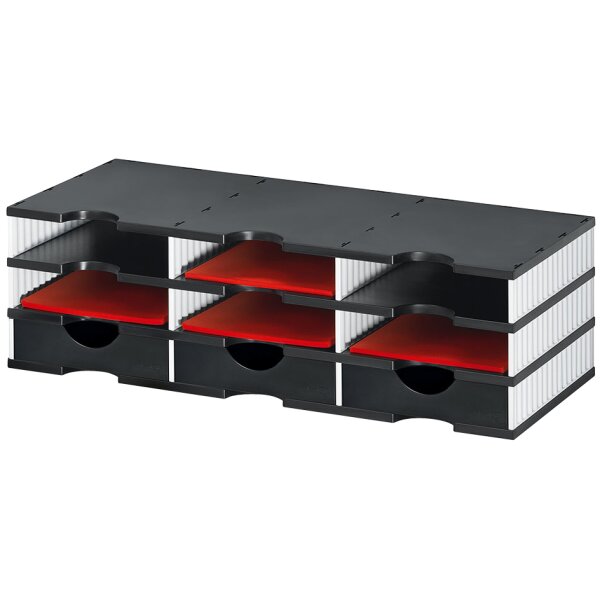 styro Sortierstation styrodoc trio, 9 Fächer, schwarz weiss