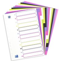 Oxford Intercalaires en plastique myColour, A4, 12 touches