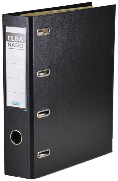 ELBA classeur double rado plast, largeur de dos 75 mm, noir