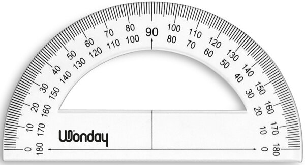 Wonday Halb-Winkelmesser 180 Grad, 120 mm, aus Kunstoff