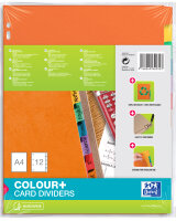 Oxford Intercalaires carton, uni, A4, multicolore, 12 touche