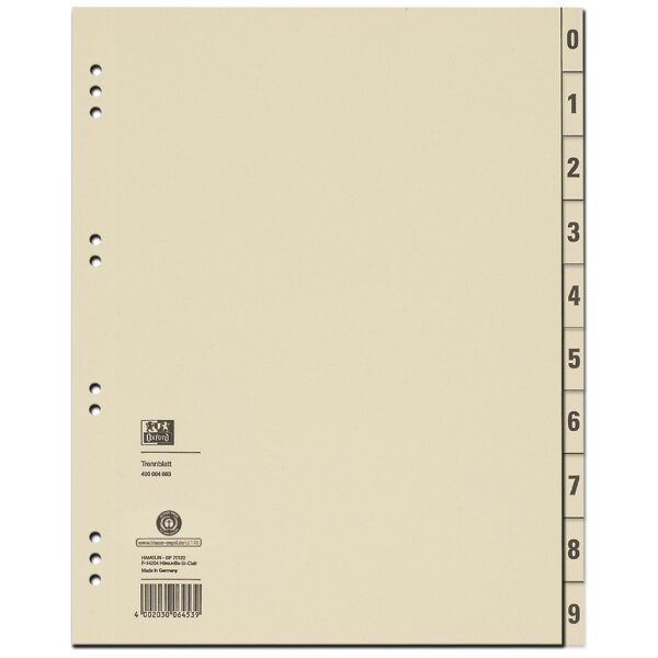 Oxford Trennblätter, 2-seitig bedruckt, chamois, 240 x 300mm