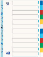 Oxford Kunststoff-Register, blanko, farbig, DIN A4,12-teilig