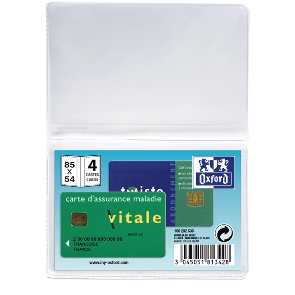 Oxford Etui pour 4 cartes de crédit, 0,20 mm, PVC