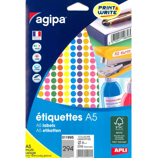 agipa Markierungspunkte, Durchmesser: 8 mm, rund, gelb