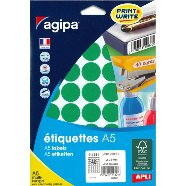 agipa Markierungspunkte, Durchmesser: 15 mm, rund, gr&uuml;n