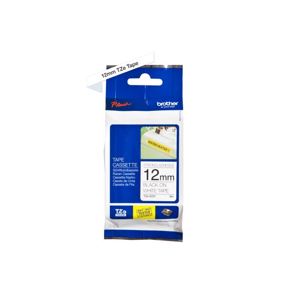PTOUCH Ruban, strong/adh. noir/blanc TZe-S231 PT-300 12 mm