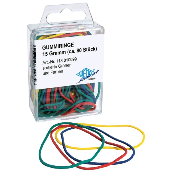 WEDO Gummiringe, farbig sortiert, Grössen-Mix